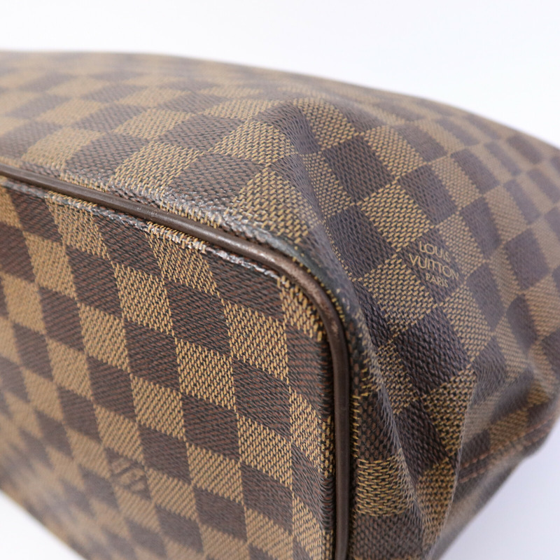 LOUIS VUITTON Damier Saleya MM金扣肩背袋/手挽袋棕色-11