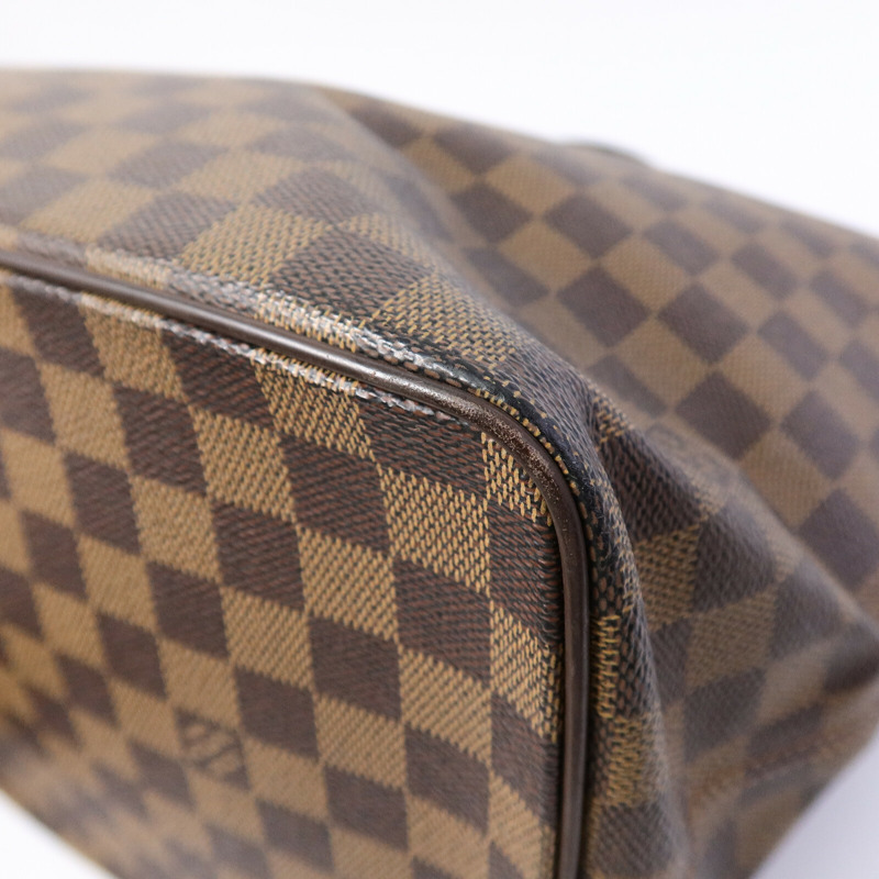 LOUIS VUITTON Damier Saleya MM金扣肩背袋/手挽袋棕色-13