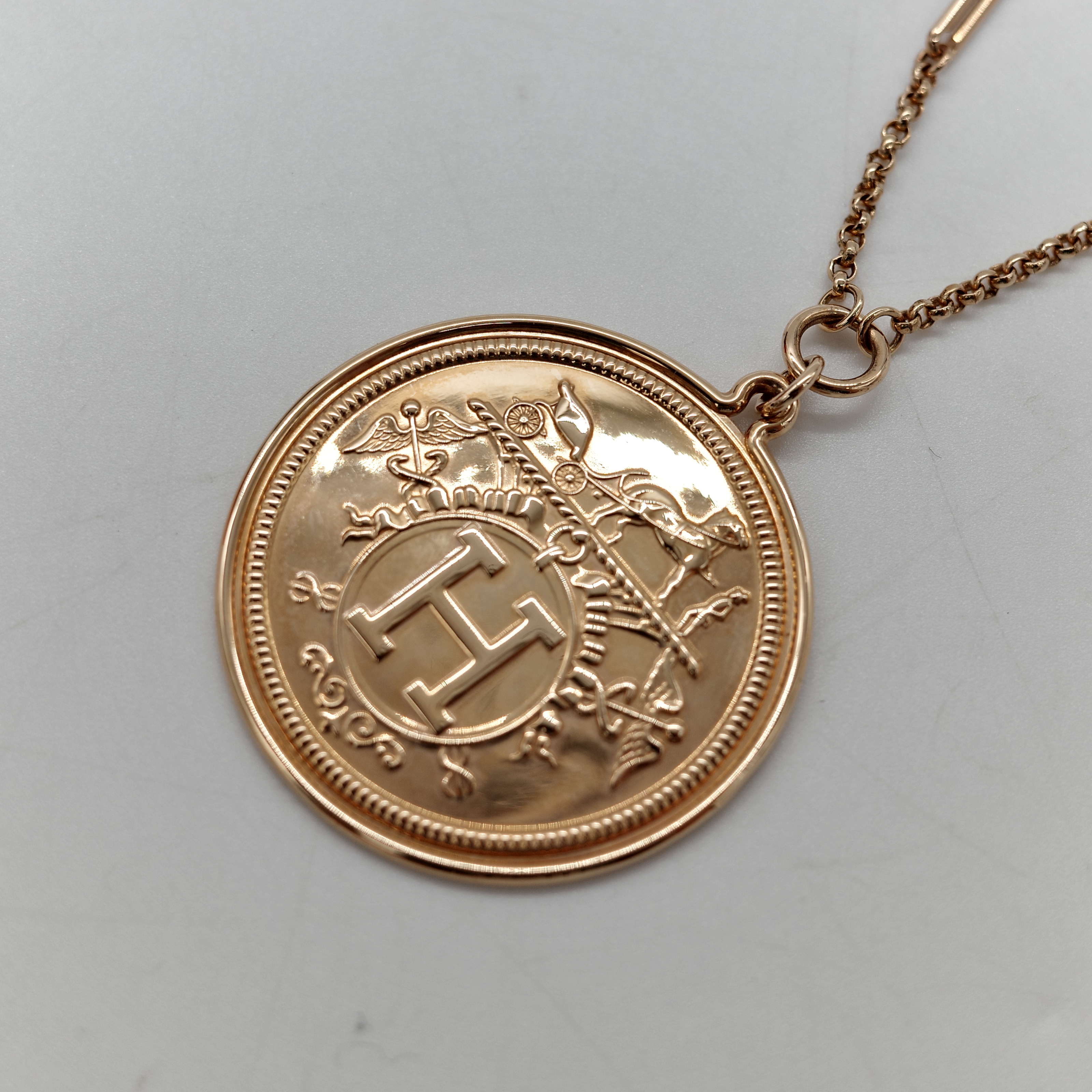 Hermès 愛馬仕 18K 玫瑰金 Ex-Libris Pendant 項鍊-3