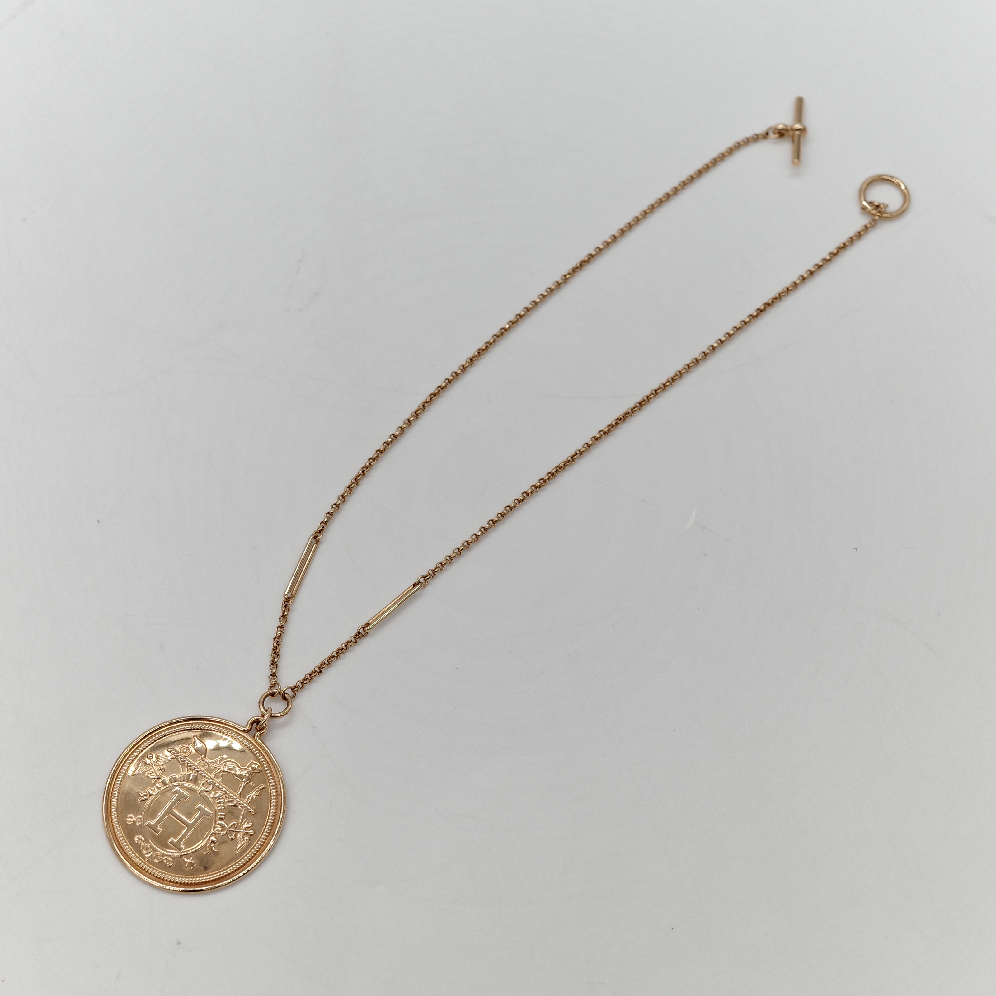 Hermès 愛馬仕 18K 玫瑰金 Ex-Libris Pendant 項鍊-4