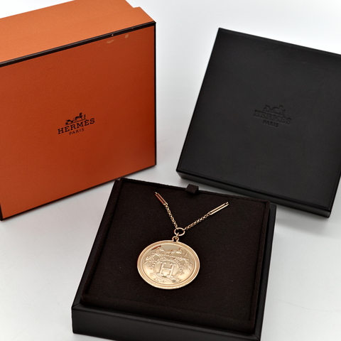 Hermès 愛馬仕 18K 玫瑰金 Ex-Libris Pendant 項鍊