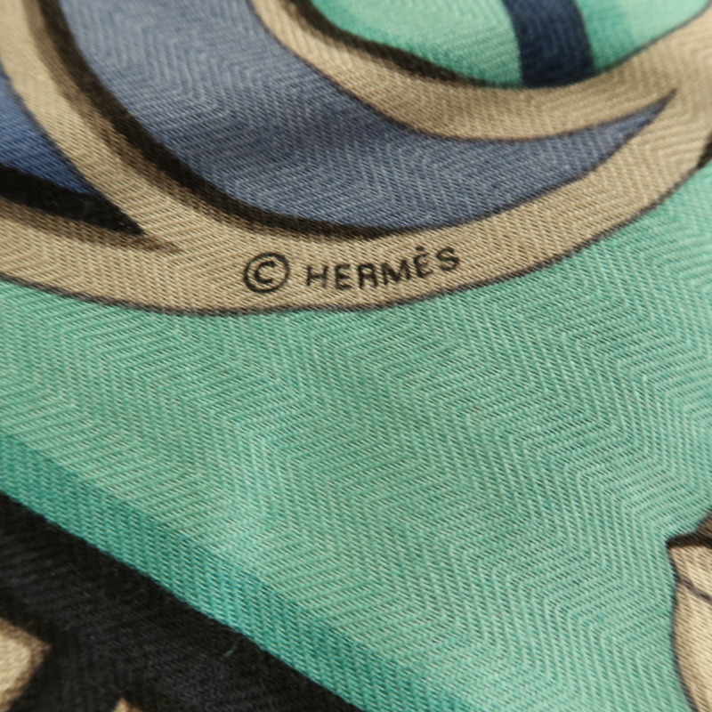HERMES 羊絨/絲質Scarf 140x140cm絲巾-6