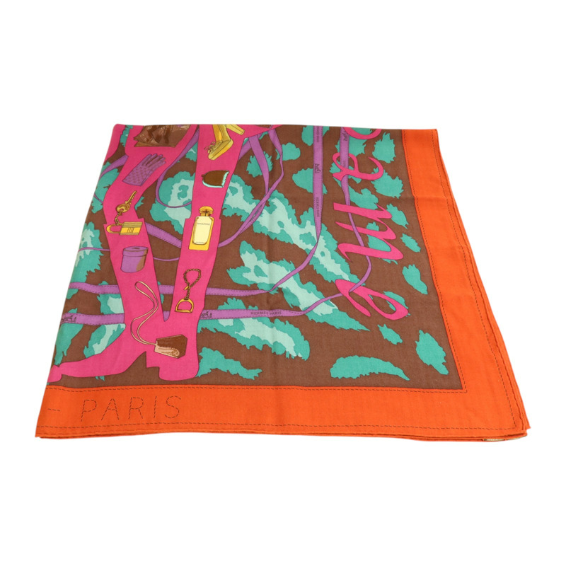 HERMES 羊絨/絲質Scarf 140x140cm絲巾-3