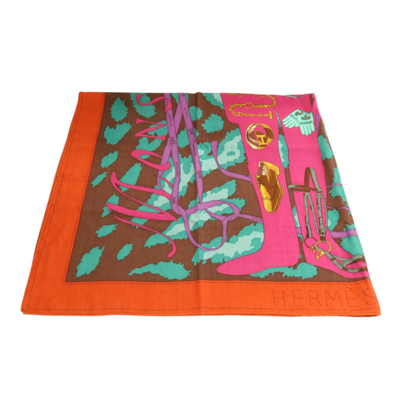 HERMES 羊絨/絲質Scarf 140x140cm絲巾-4