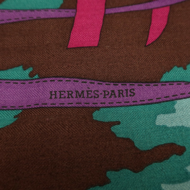 HERMES 羊絨/絲質Scarf 140x140cm絲巾-5