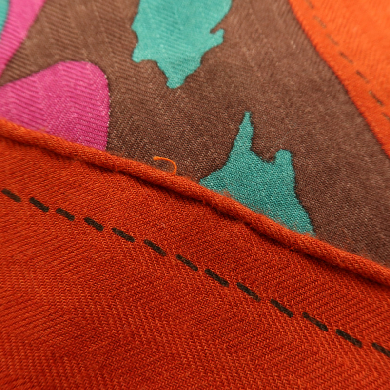HERMES 羊絨/絲質Scarf 140x140cm絲巾-8