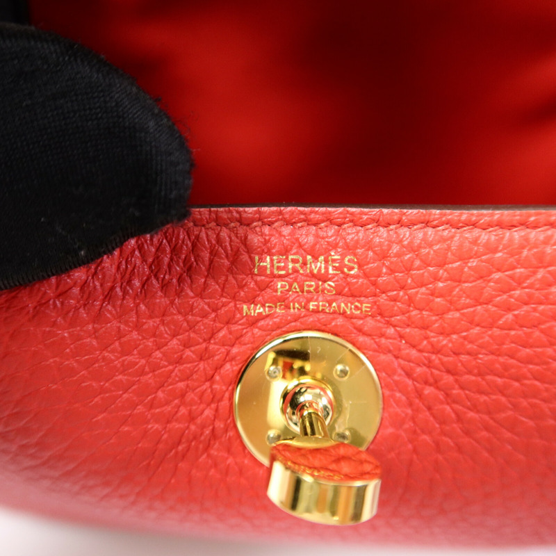 HERMES Clemence皮革Mini Lindy金扣手挽肩背兩用袋-5