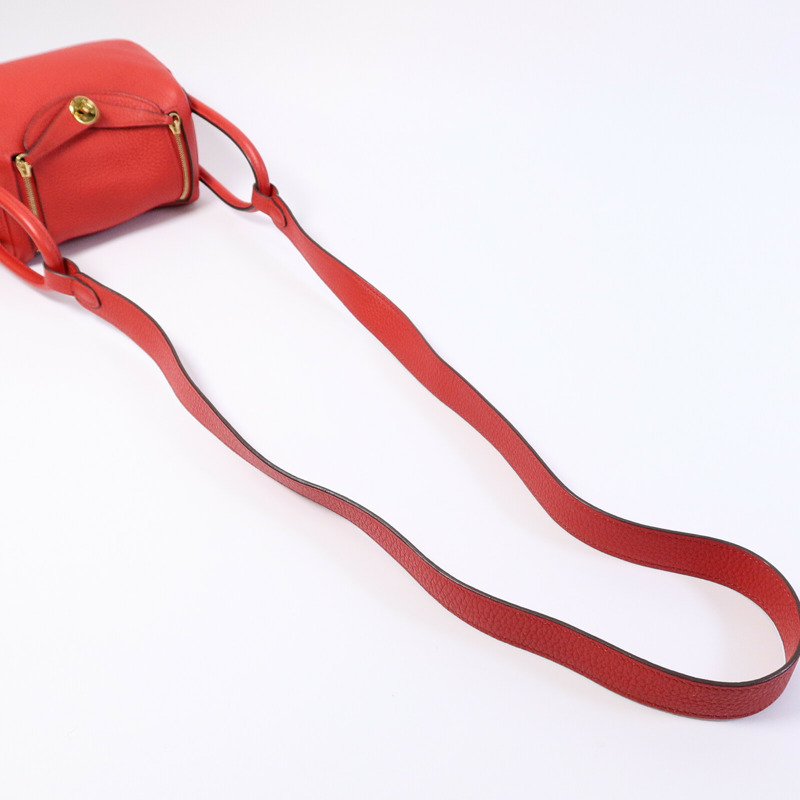 HERMES Clemence皮革Mini Lindy金扣手挽肩背兩用袋-8
