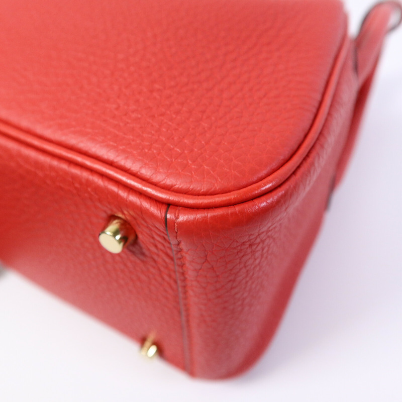 HERMES Clemence皮革Mini Lindy金扣手挽肩背兩用袋-10