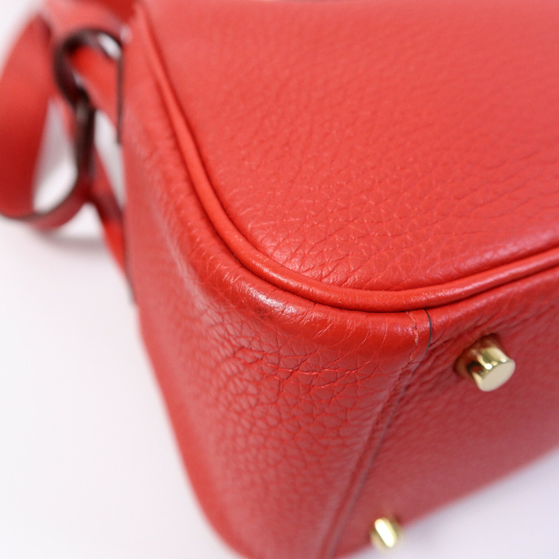HERMES Clemence皮革Mini Lindy金扣手挽肩背兩用袋-11