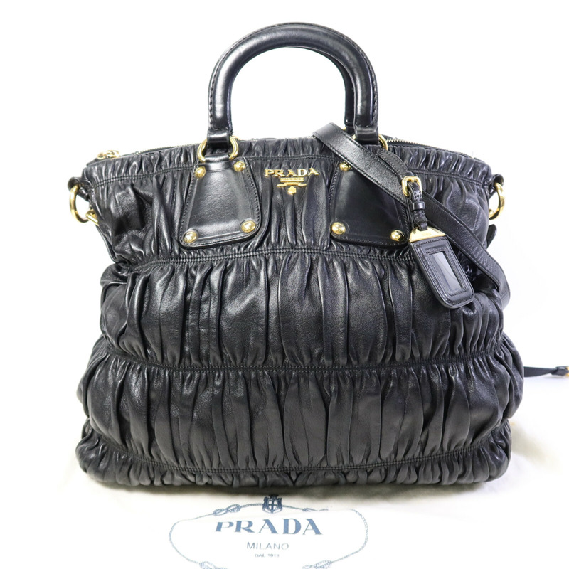 PRADA 羊皮皮革Nappa Gaufre Shoulder Tote手挽肩背兩用袋-9
