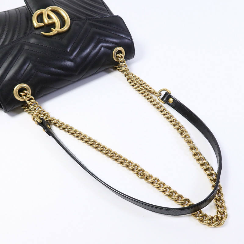GUCCI 牛皮皮革GG Marmont鏈帶肩背袋-9