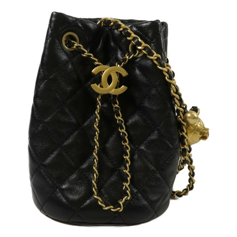 CHANEL 羊皮皮革Bucket Bag鏈帶肩背袋