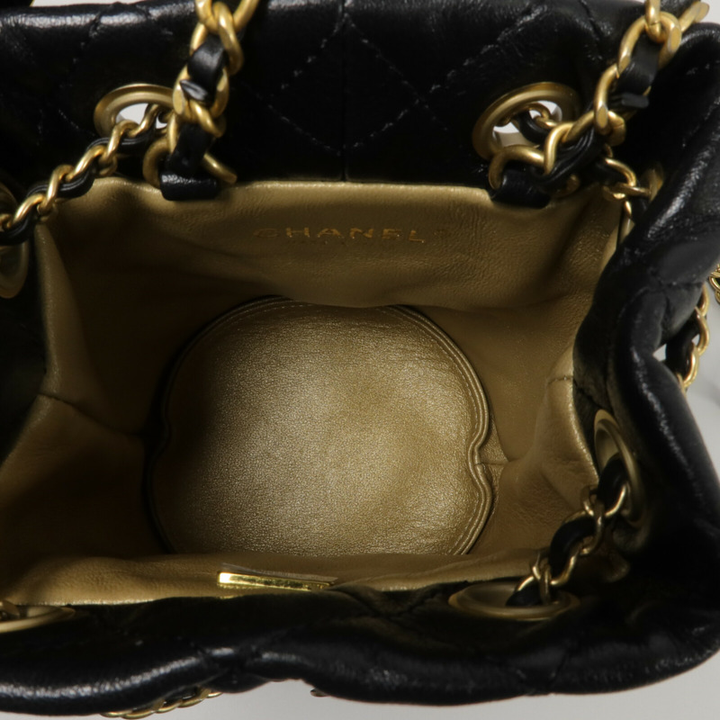 CHANEL 羊皮皮革Bucket Bag鏈帶肩背袋-4
