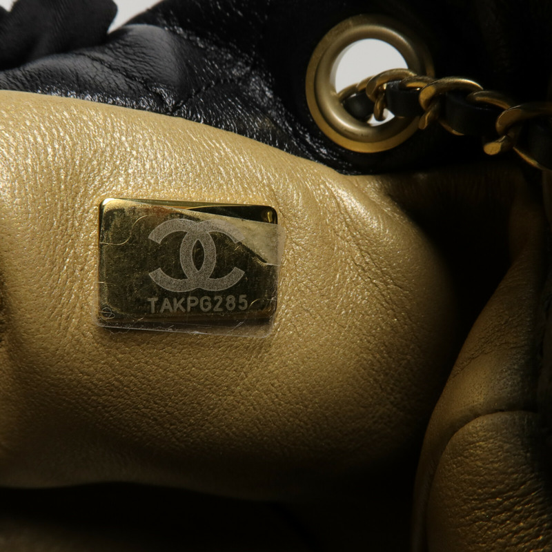 CHANEL 羊皮皮革Bucket Bag鏈帶肩背袋-6
