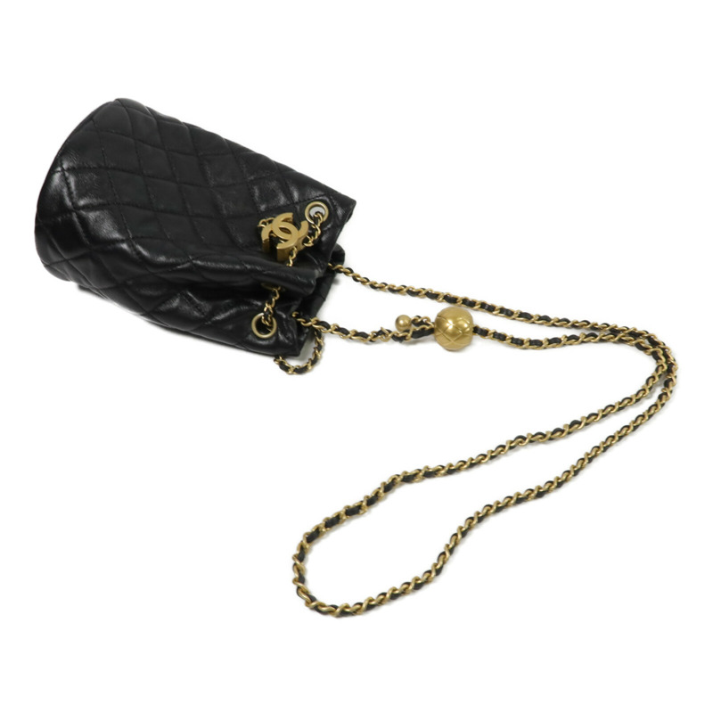 CHANEL 羊皮皮革Bucket Bag鏈帶肩背袋-7