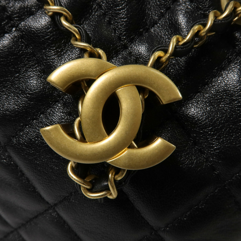 CHANEL 羊皮皮革Bucket Bag鏈帶肩背袋-8