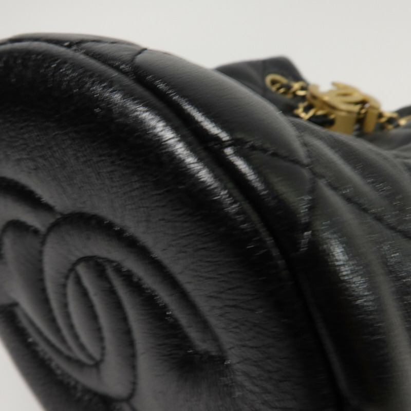 CHANEL 羊皮皮革Bucket Bag鏈帶肩背袋-11