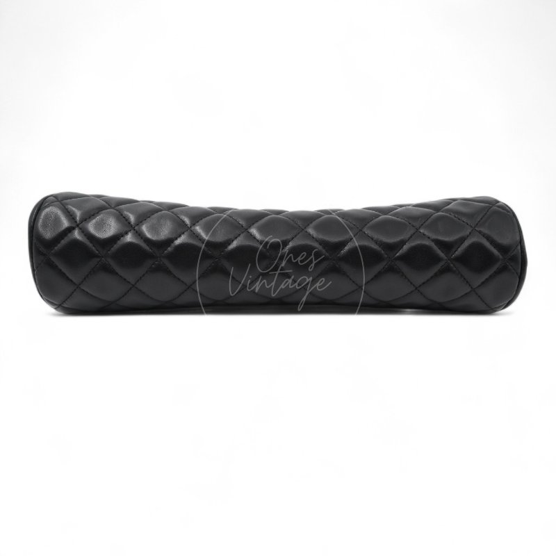 中古 Chanel 香奈兒 菱格紋 經典 黑色小羊皮 鎖扣手拿包 Kisslock Clutch-31