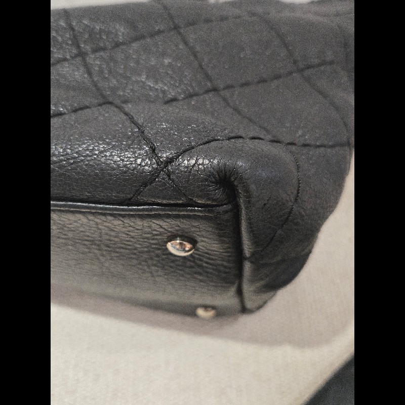 Chanel 香奈兒 黑色 銀釦 雙C logo 肩背包 托特包 購物包 牛皮-18