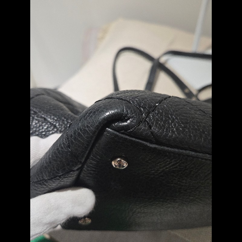 Chanel 香奈兒 黑色 銀釦 雙C logo 肩背包 托特包 購物包 牛皮-30