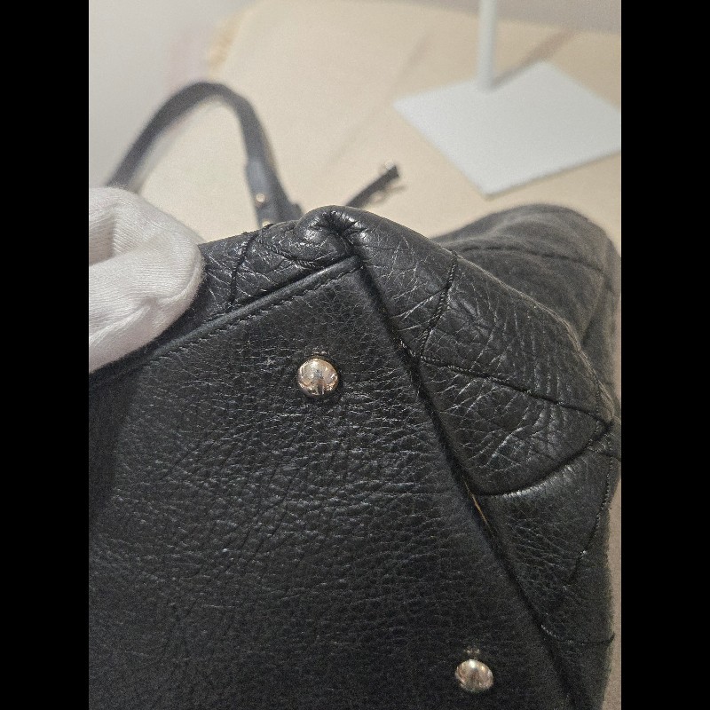 Chanel 香奈兒 黑色 銀釦 雙C logo 肩背包 托特包 購物包 牛皮-31