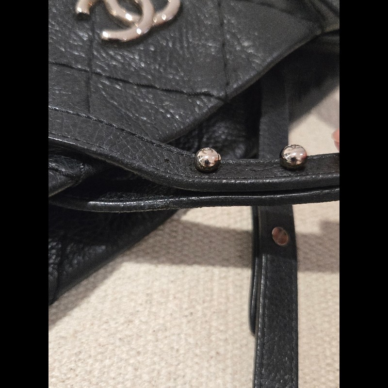Chanel 香奈兒 黑色 銀釦 雙C logo 肩背包 托特包 購物包 牛皮-34