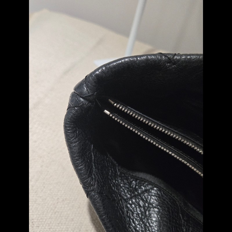 Chanel 香奈兒 黑色 銀釦 雙C logo 肩背包 托特包 購物包 牛皮-37