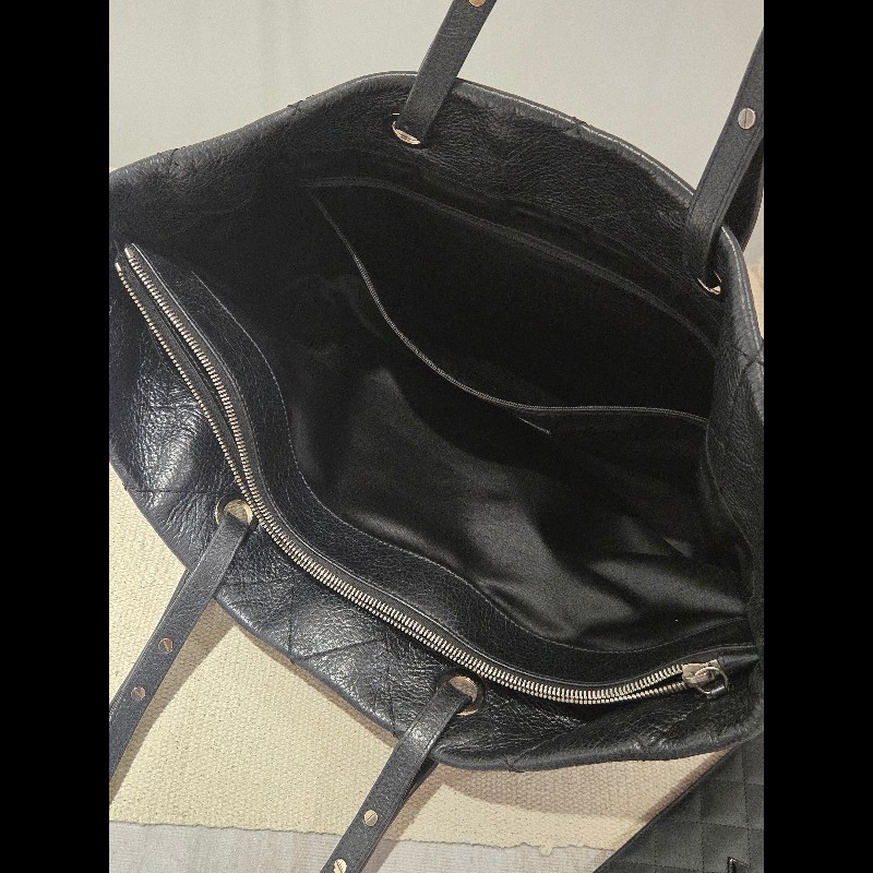 Chanel 香奈兒 黑色 銀釦 雙C logo 肩背包 托特包 購物包 牛皮-38