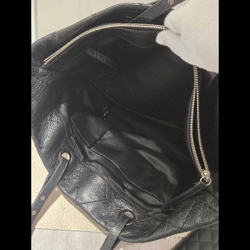 Chanel 香奈兒 黑色 銀釦 雙C logo 肩背包 托特包 購物包 牛皮-39