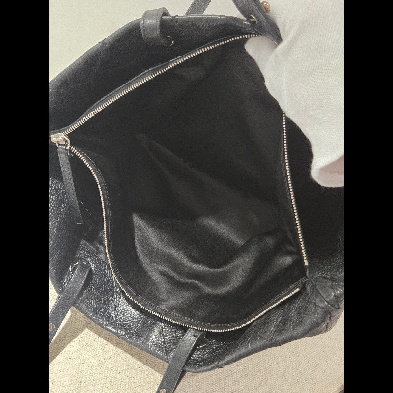 Chanel 香奈兒 黑色 銀釦 雙C logo 肩背包 托特包 購物包 牛皮-41