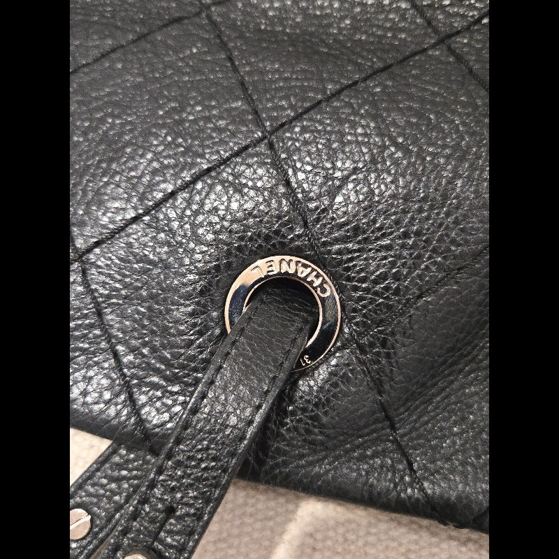 Chanel 香奈兒 黑色 銀釦 雙C logo 肩背包 托特包 購物包 牛皮-44