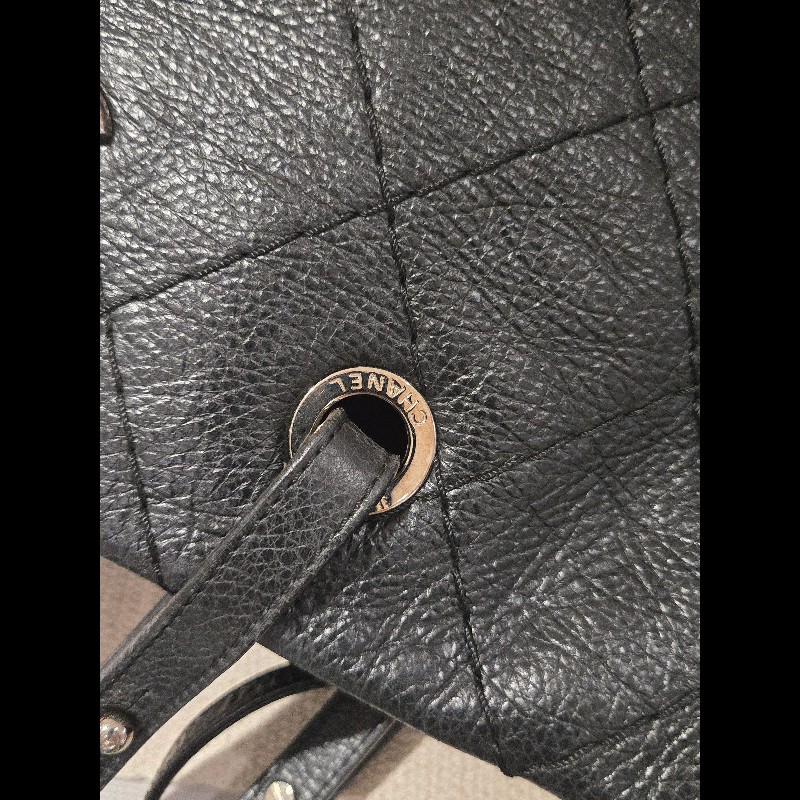 Chanel 香奈兒 黑色 銀釦 雙C logo 肩背包 托特包 購物包 牛皮-45
