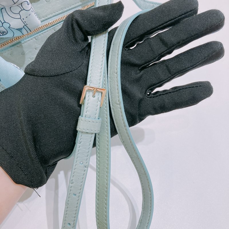 TW4870 Loro Piana 諾悠翻雅小號鴕鳥皮化妝肩帶包包 L19 Extra Pocket Ostrich Leather Blue x GHW-18