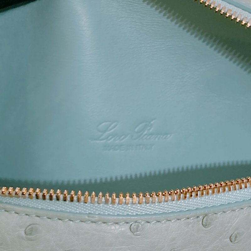 TW4870 Loro Piana 諾悠翻雅小號鴕鳥皮化妝肩帶包包 L19 Extra Pocket Ostrich Leather Blue x GHW-19