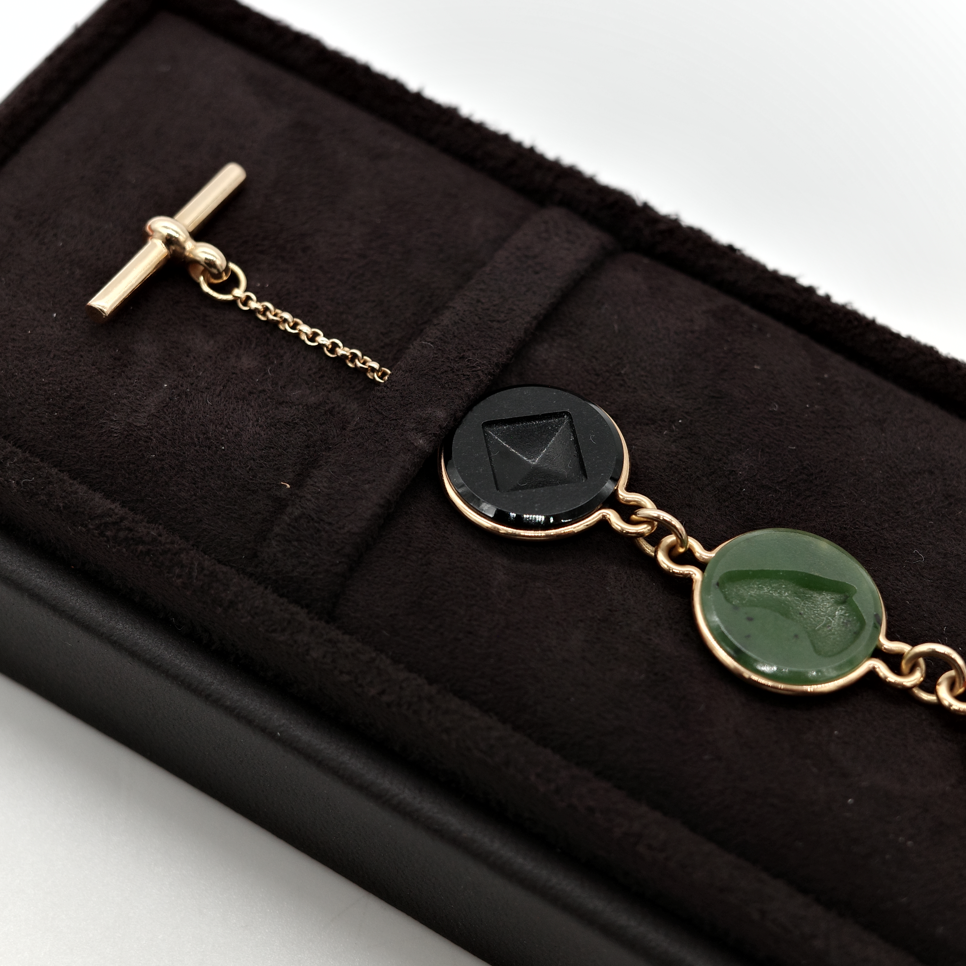 Hermès 愛馬仕 Ex-Libris 翡翠 玉石 瑪瑙 圓硬幣 18K 玫瑰金 手鍊-5