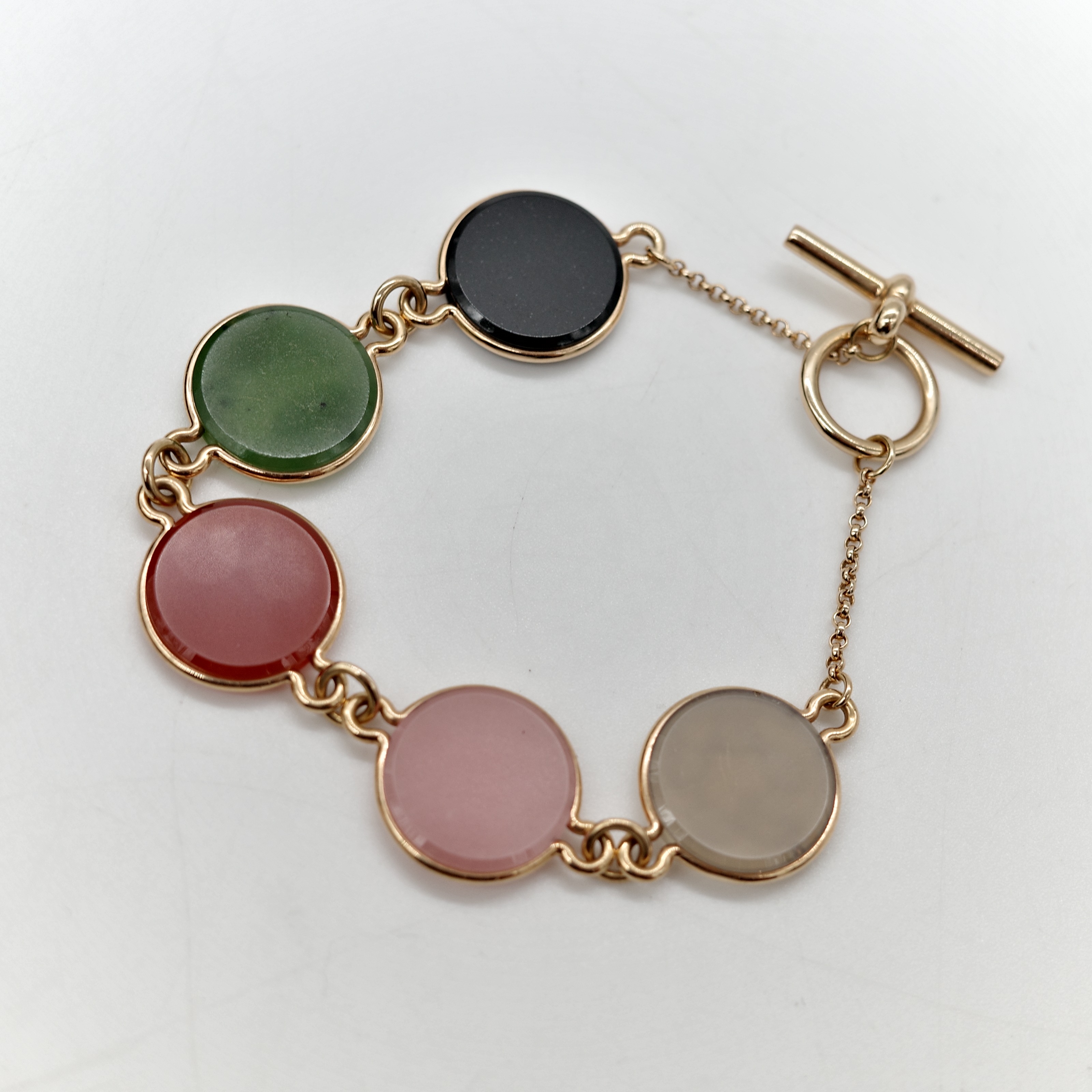 Hermès 愛馬仕 Ex-Libris 翡翠 玉石 瑪瑙 圓硬幣 18K 玫瑰金 手鍊-7