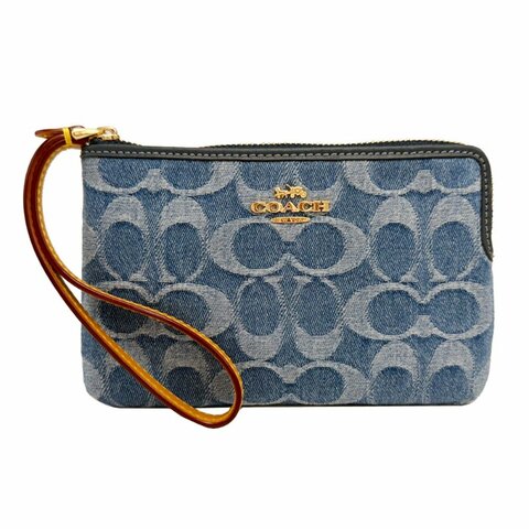 [全新] COACH C LOGO牛仔零錢手拿包(牛仔藍)