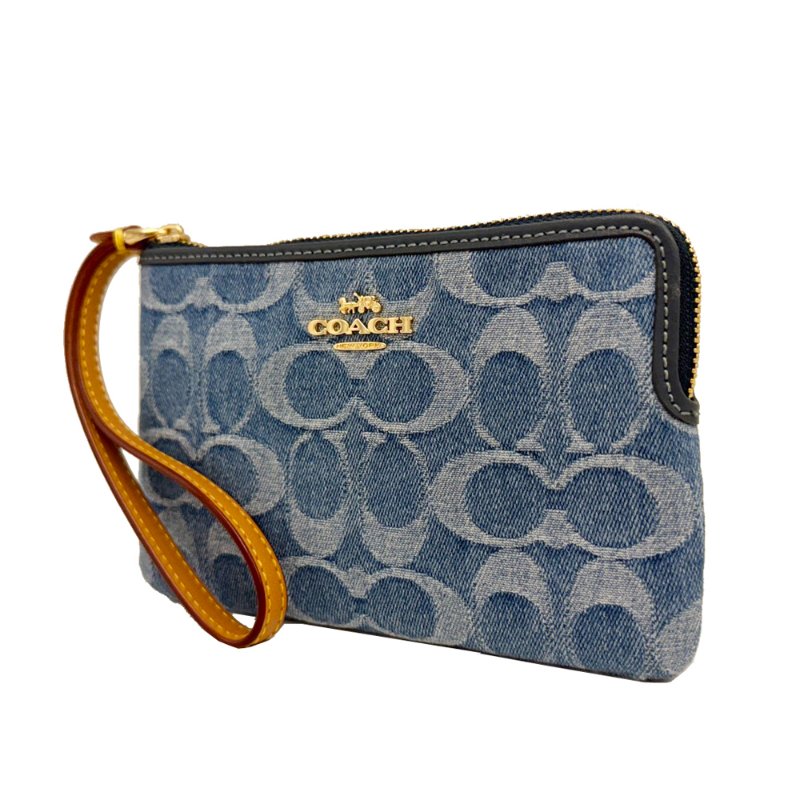 [全新] COACH C LOGO牛仔零錢手拿包(牛仔藍)-1