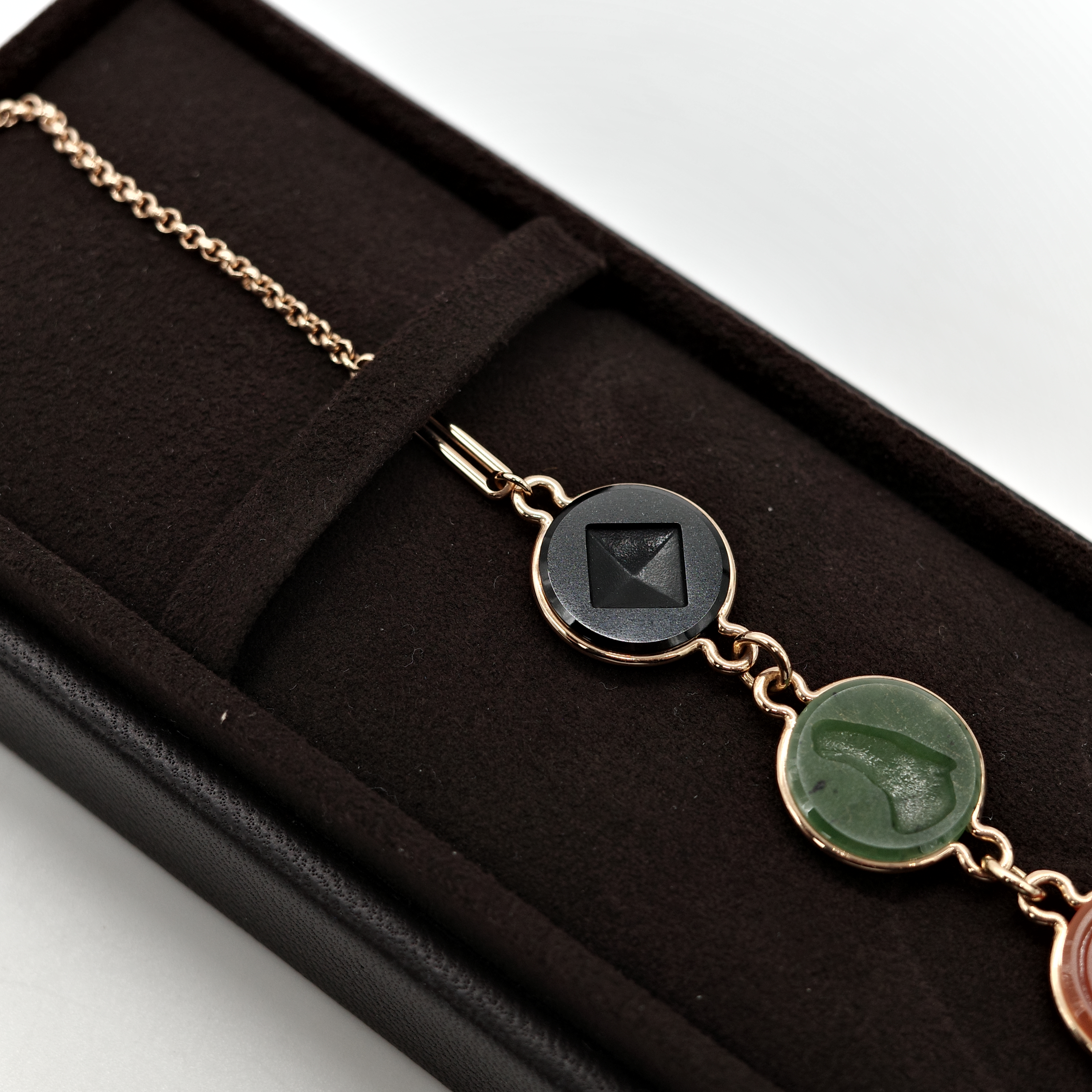 Hermès 愛馬仕 Ex-Libris 翡翠 玉石 瑪瑙 圓硬幣 18K 玫瑰金 項鍊-8