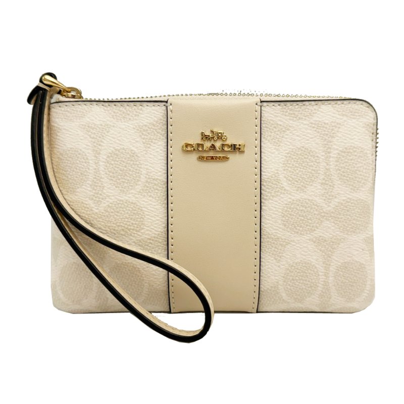[全新] COACH C LOGO直紋零錢手拿包(白)-0