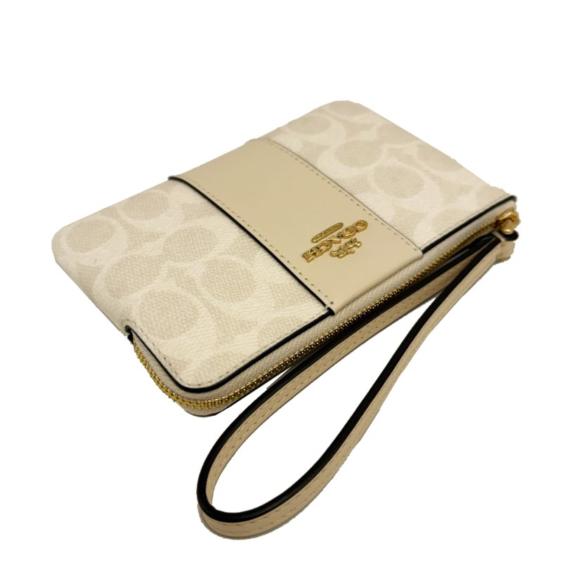 [全新] COACH C LOGO直紋零錢手拿包(白)-3