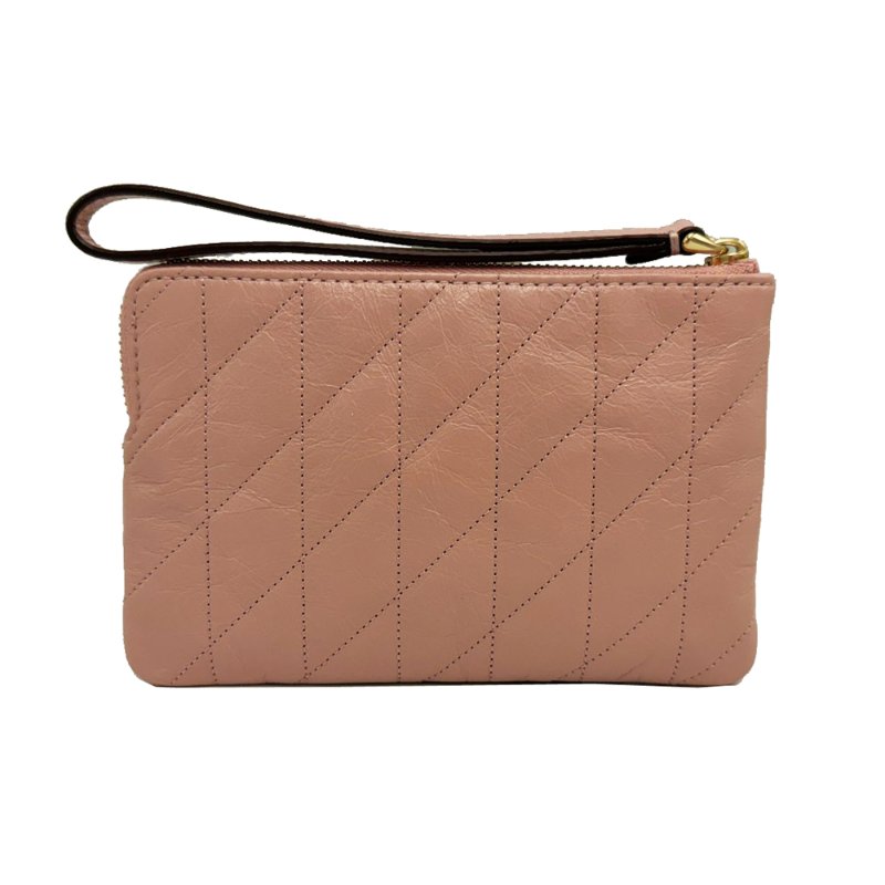 [全新] COACH 經典LOGO菱格紋零錢手拿包(乾燥玫瑰)-2