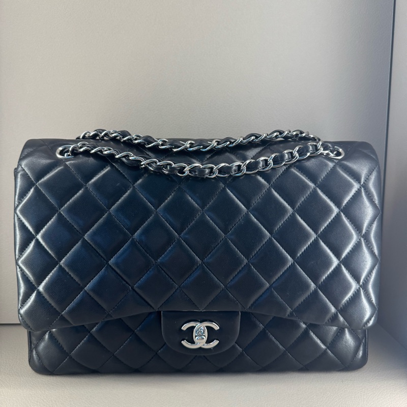 Chanel CF Maxi 黑銀羊皮｜14 開(2011年）｜單蓋版本 ｜雷標清晰-0