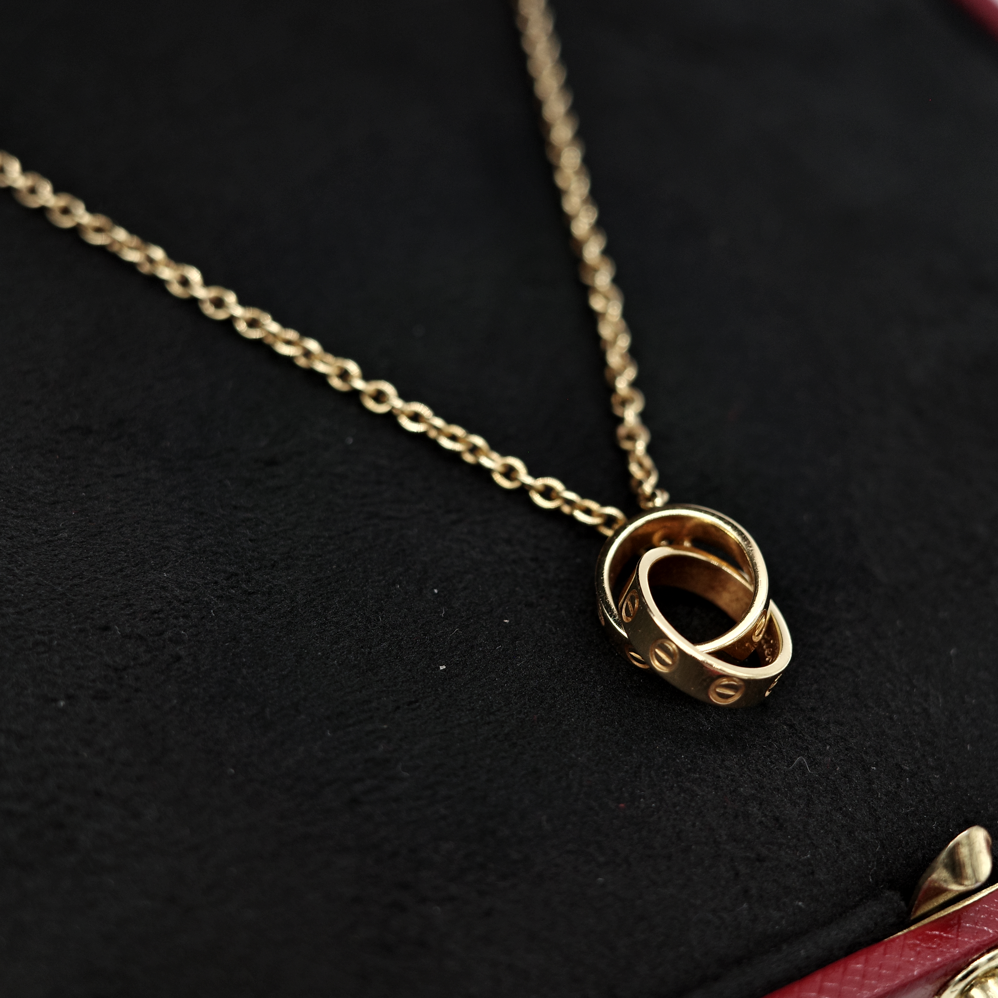 Cartier 卡地亞 18K黃金 雙環 Love 項鍊-1