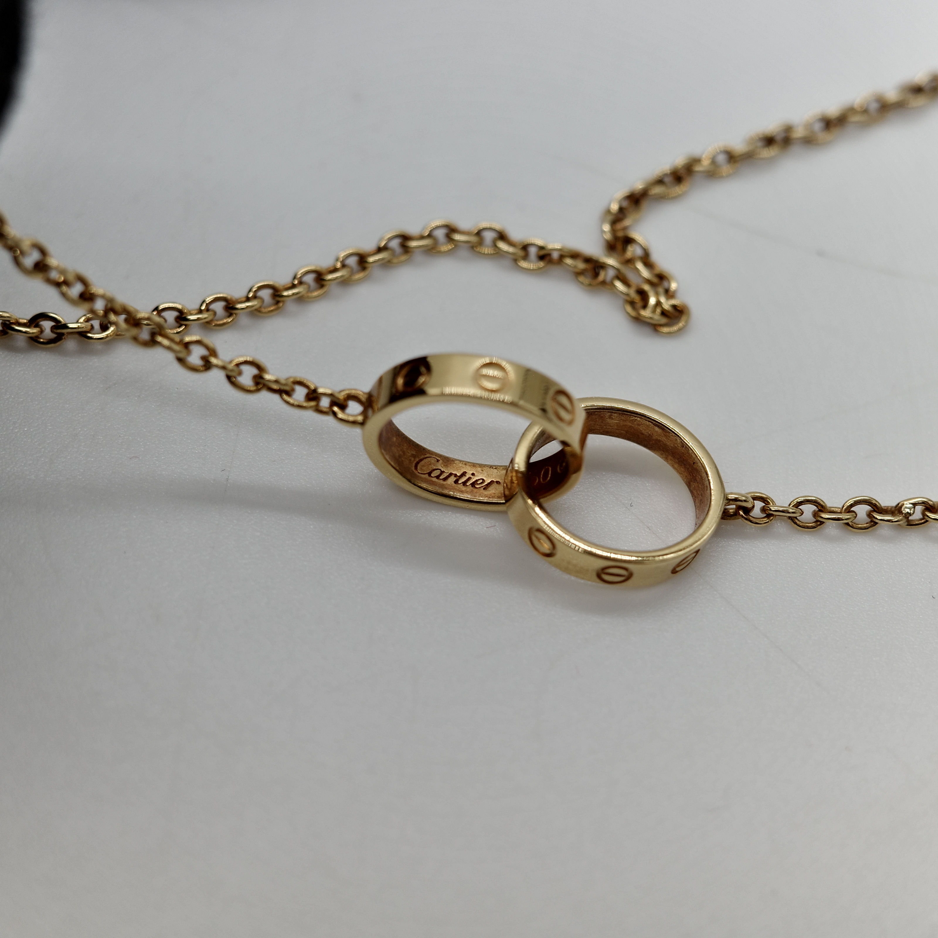 Cartier 卡地亞 18K黃金 雙環 Love 項鍊-3