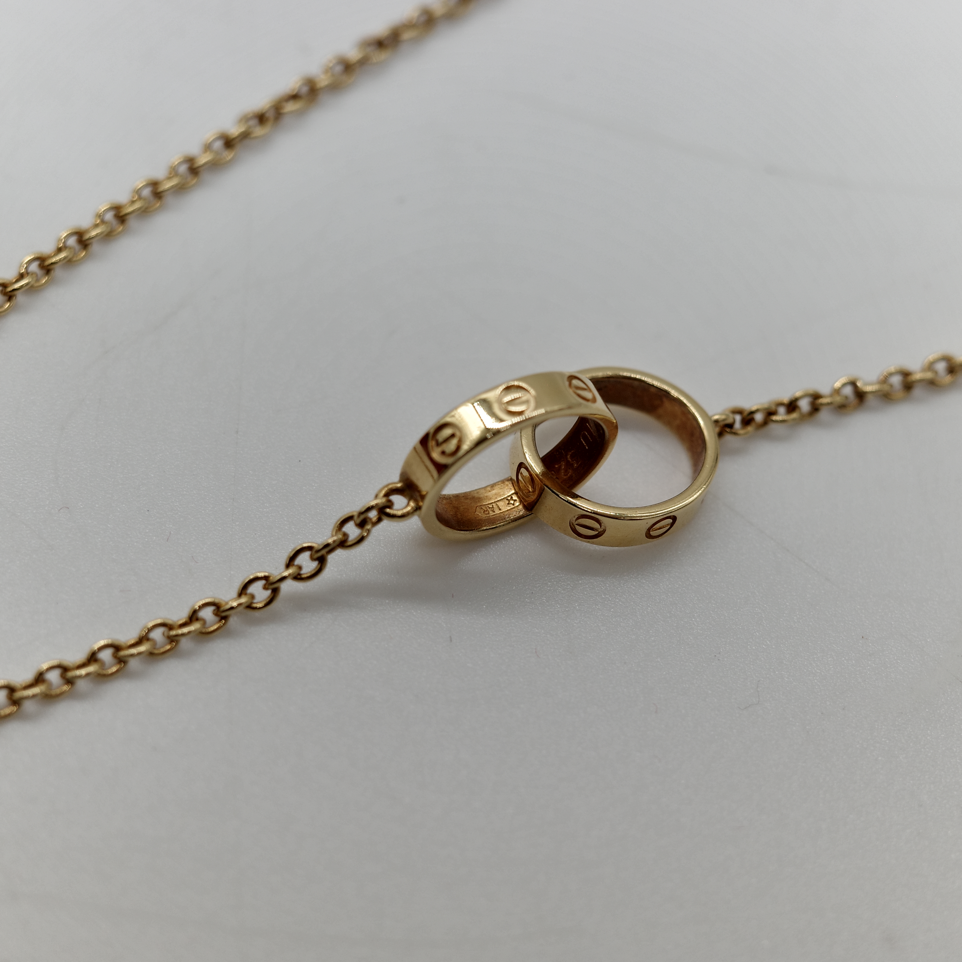 Cartier 卡地亞 18K黃金 雙環 Love 項鍊-4