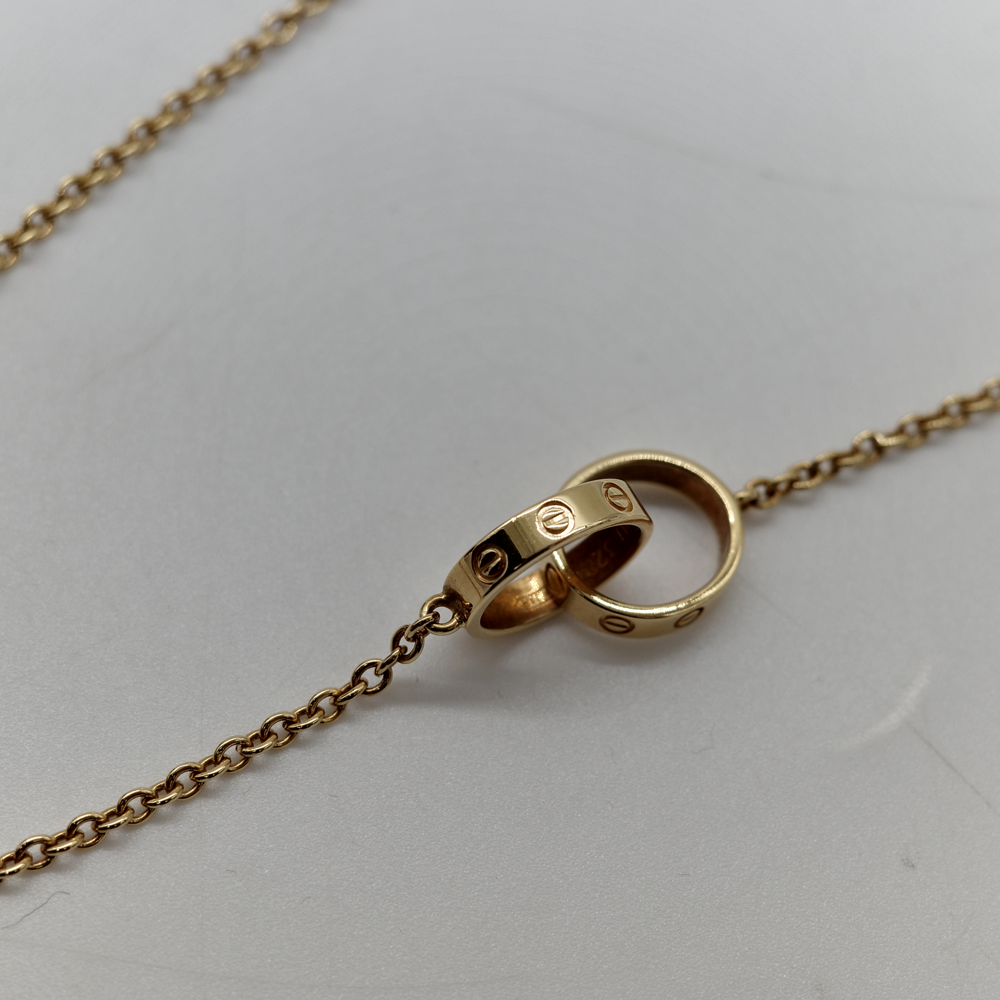 Cartier 卡地亞 18K黃金 雙環 Love 項鍊-5