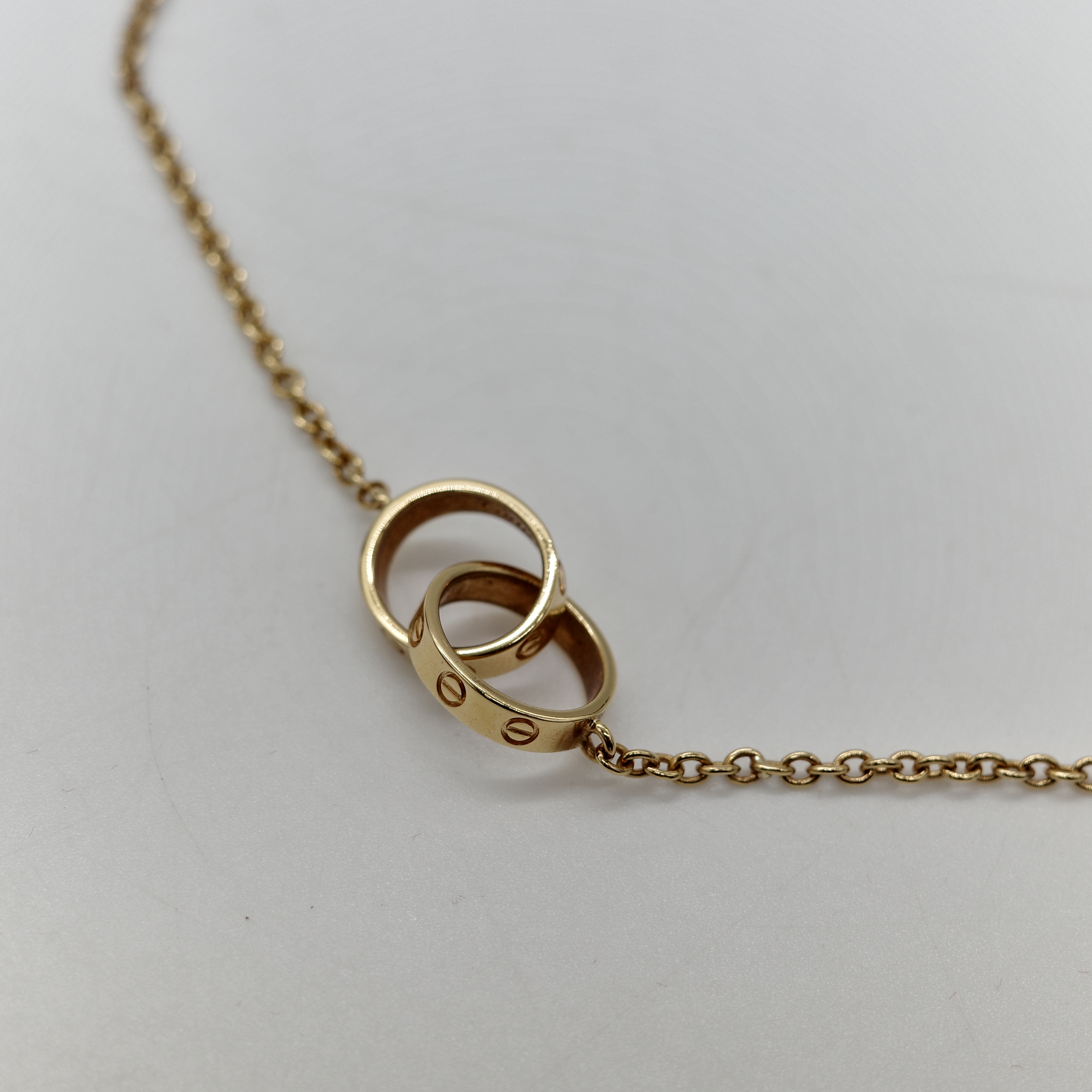 Cartier 卡地亞 18K黃金 雙環 Love 項鍊-6