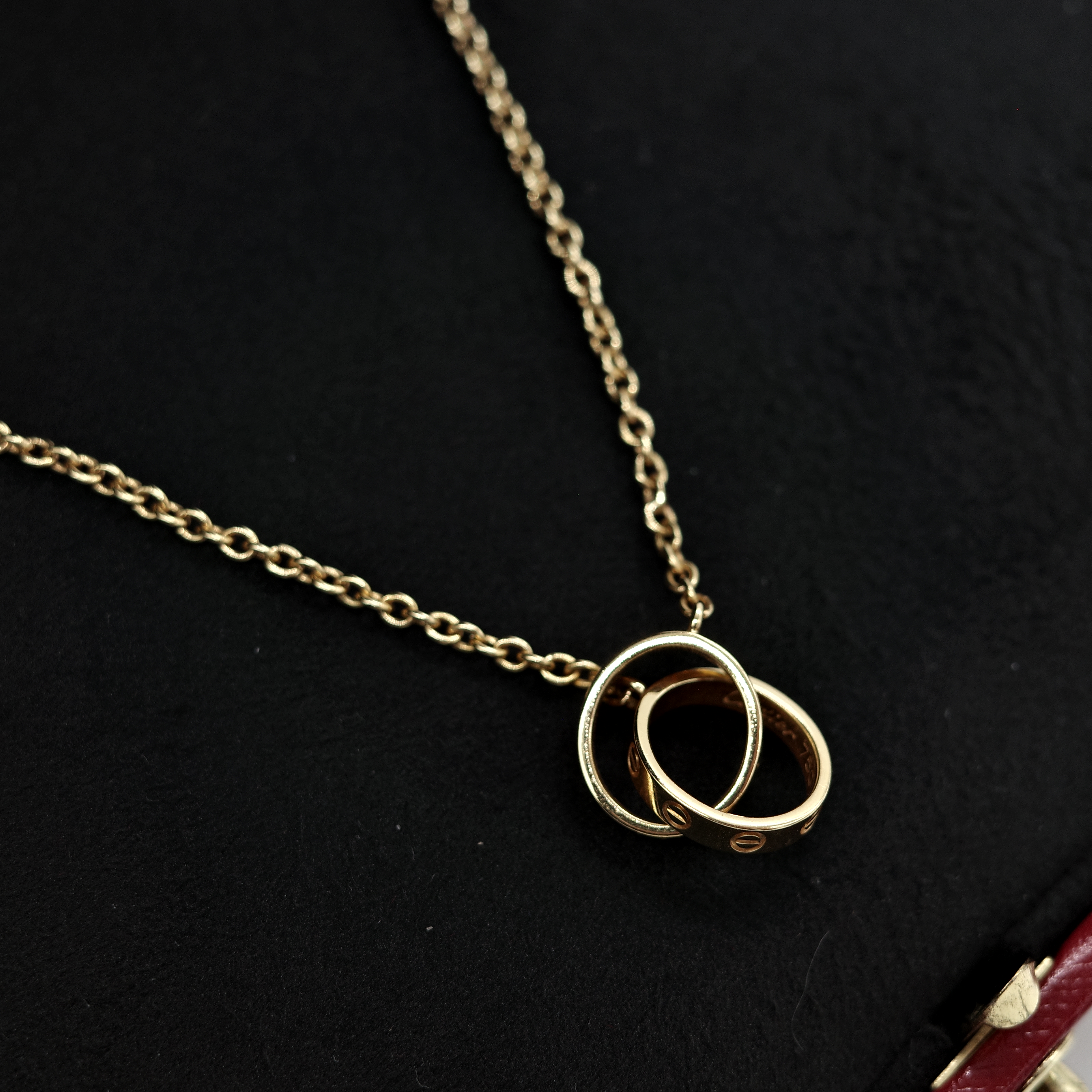 Cartier 卡地亞 18K黃金 雙環 Love 項鍊-8